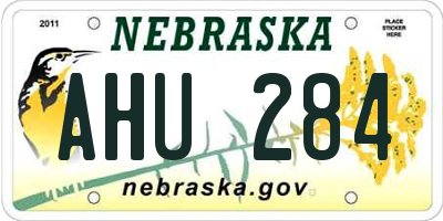 NE license plate AHU284