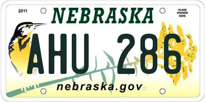 NE license plate AHU286