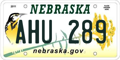 NE license plate AHU289