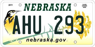 NE license plate AHU293