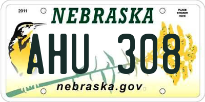NE license plate AHU308