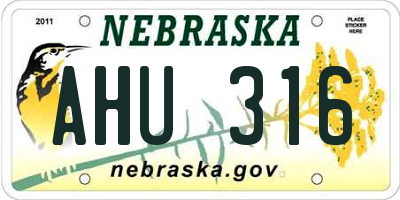 NE license plate AHU316