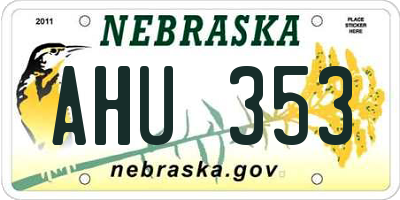 NE license plate AHU353