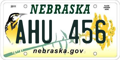 NE license plate AHU456