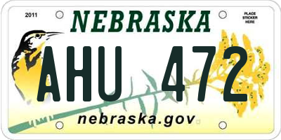 NE license plate AHU472