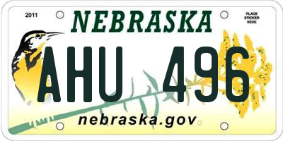 NE license plate AHU496
