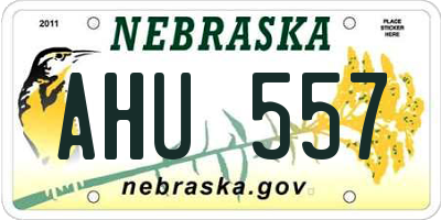 NE license plate AHU557