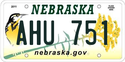NE license plate AHU751