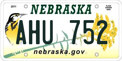 NE license plate AHU752