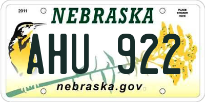 NE license plate AHU922