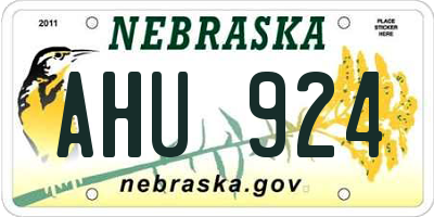 NE license plate AHU924