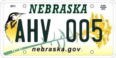 NE license plate AHV005