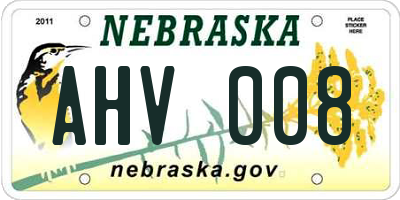 NE license plate AHV008