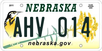 NE license plate AHV014