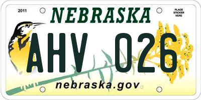 NE license plate AHV026