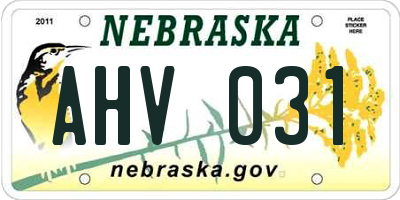 NE license plate AHV031