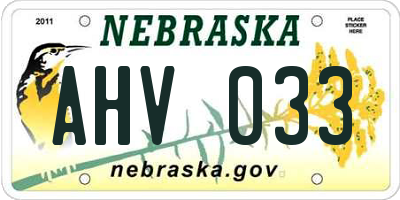 NE license plate AHV033