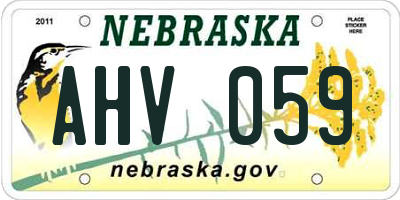 NE license plate AHV059