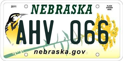 NE license plate AHV066