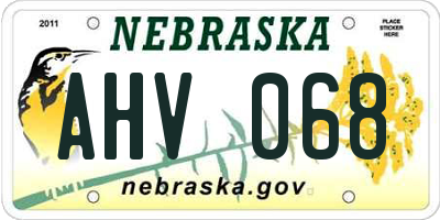 NE license plate AHV068
