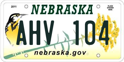 NE license plate AHV104