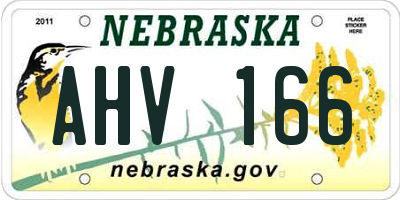 NE license plate AHV166