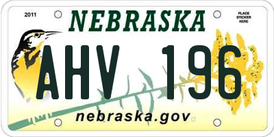 NE license plate AHV196