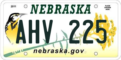 NE license plate AHV225