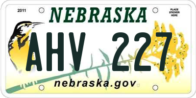 NE license plate AHV227