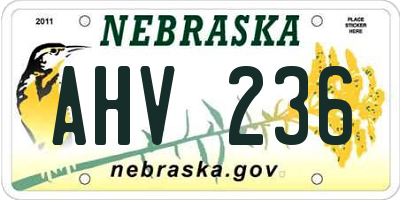 NE license plate AHV236