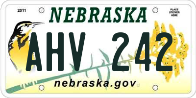 NE license plate AHV242