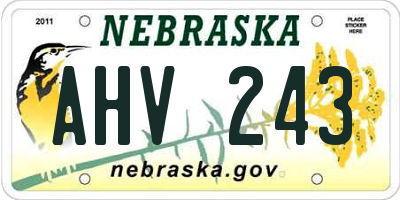 NE license plate AHV243
