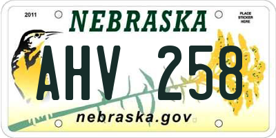 NE license plate AHV258