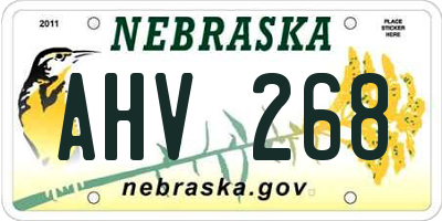 NE license plate AHV268