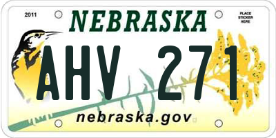 NE license plate AHV271