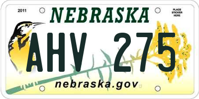 NE license plate AHV275