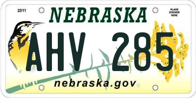 NE license plate AHV285