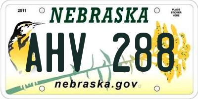 NE license plate AHV288