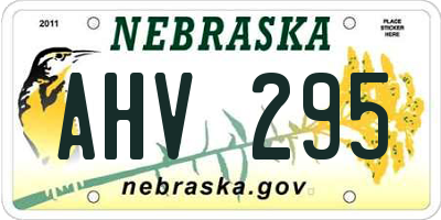 NE license plate AHV295