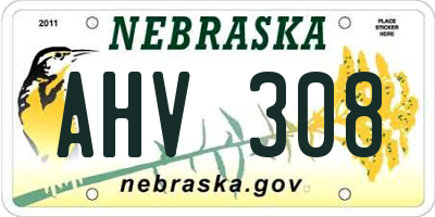 NE license plate AHV308