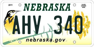 NE license plate AHV340