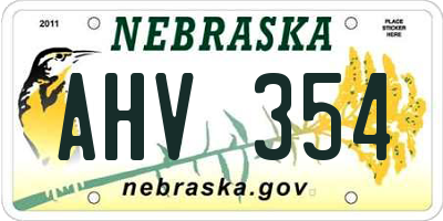 NE license plate AHV354