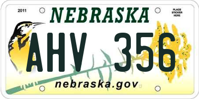 NE license plate AHV356