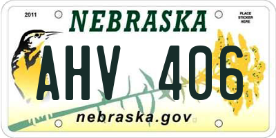 NE license plate AHV406