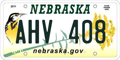 NE license plate AHV408