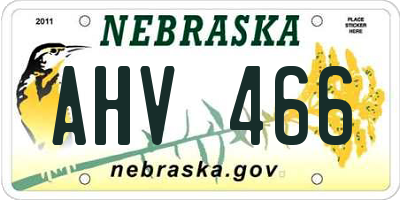 NE license plate AHV466