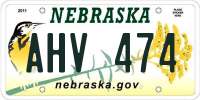 NE license plate AHV474