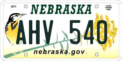 NE license plate AHV540
