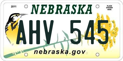 NE license plate AHV545
