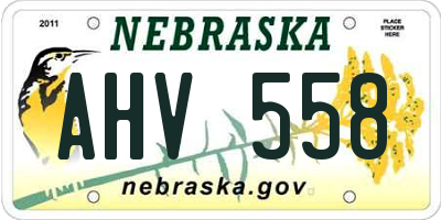NE license plate AHV558